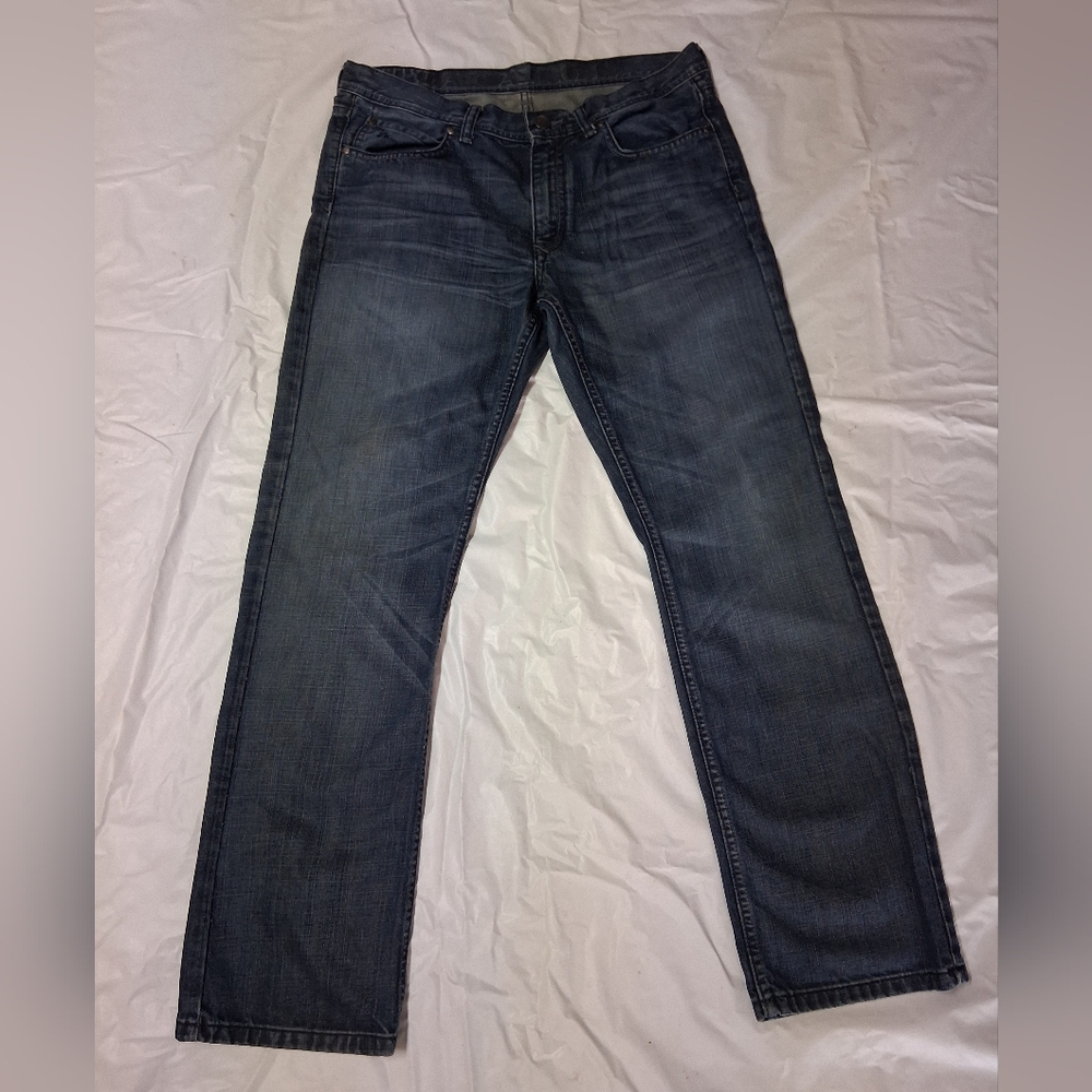 Mark Anthony Men's Dark Blue Straight-Leg Jeans 34×32